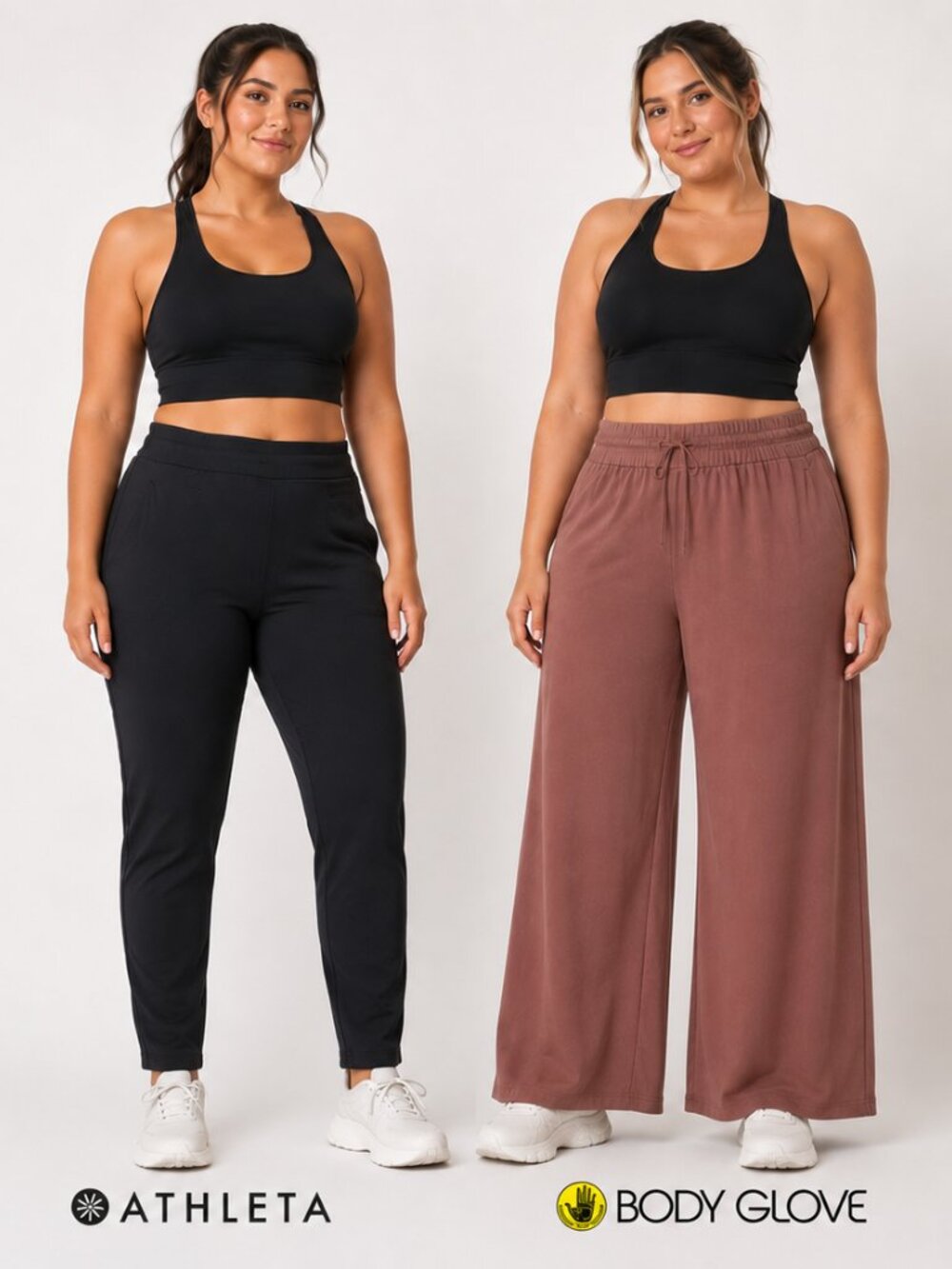 Athleta Stellar Tight Leggings 16T Black & Body Glove Wide Leg pants XL Brown
